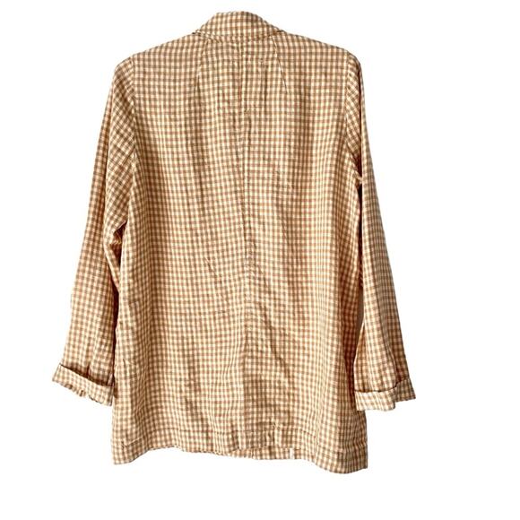 Madewell Linen Dorset Gingham Tan Cream Boyfriend Blazer NWTs size medium - Picture 7 of 12
